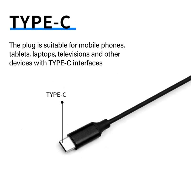 Type C TRRS Male Plug to Open End Cable Stereo to Bare Wire Line for Easy Headphones DIY Repairment Black