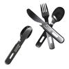Outdoor Camping Cutlery Black Oxide Colored 3pc Set Spoon Fork Knife Stainless Steel Black Portable Portable Stackable Storage Made In Japan Made In