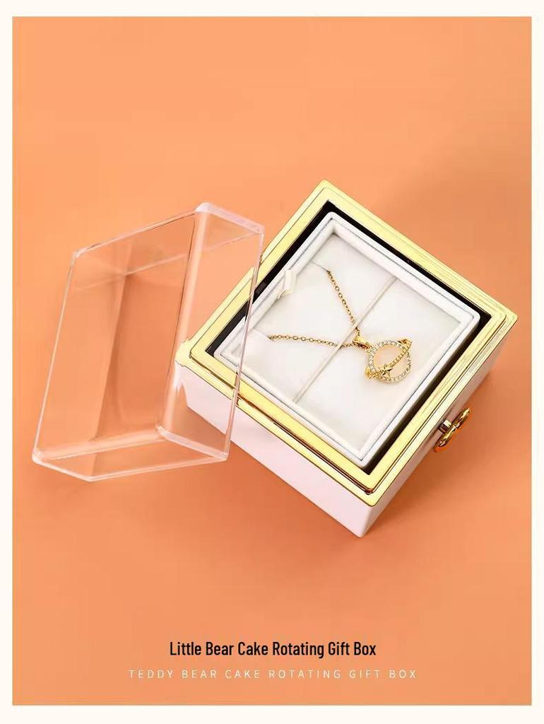 Романтическая вращающаяся шкатулка для кольца в виде маленького медвежонка - Идеальный подарок на день рождения для девушки или жены, Креативный сюрприз и признание