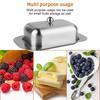Butter Box Square Butter Plate Solid Cheese Stainless Steel Storage Box with Lid Bread Cheese Plate Steak Salad Tray Crisper