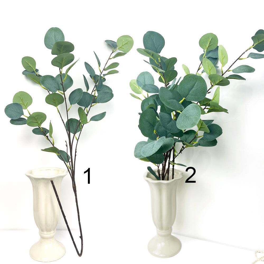 Искусственное зеленое растение Круглые ветки листьев эвкалипта Эвкалиптовый лист яблони Поддельные листья Связка Украшение для дома