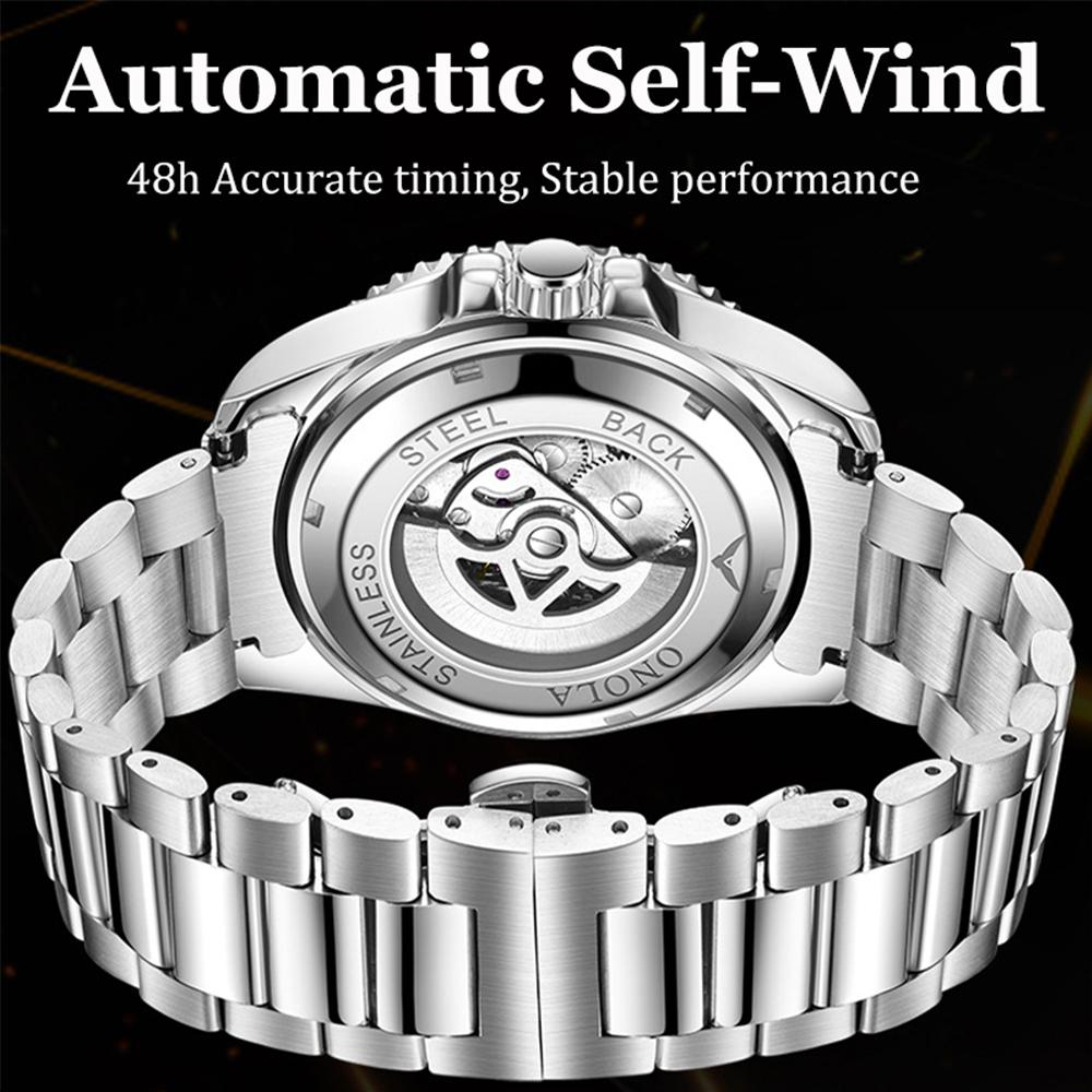 Fashion Mens Watches Color Diamond Waterproof Hollow Flywheel Stainless Steel Automatic Mechanical Watch For Men