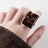 Tortoiseshell Rectangle Elegant Acrylic Finger Rings Resin Rings Leopard Pattern Fashion Jewelry