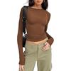 Cross-Border Women's European & American Fashion Autumn Round Neck Long Sleeve Slim Fit Crop Top