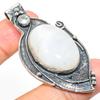 Natural Rainbow Moonstone, Topaz Gemstone 925 Sterling Silver Pendant 2.36" Q8q14