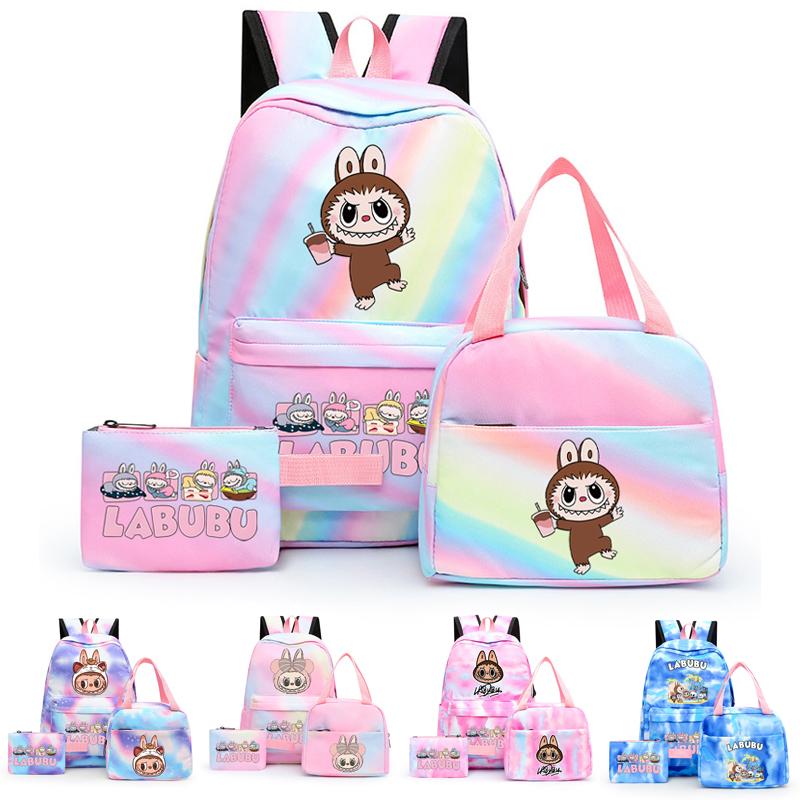 3Pcs/set Printed Backpack with Lunch Bag Pencil Case Student Teenager Boy Girl Bagpack Women's Backpack Set Travel Bag