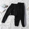 3PCS Casual Sports Suit Spring Summer Hooded Sweater Jacket Vest Jogging Sweatpants Women Three-piece Suit Athletic Girl