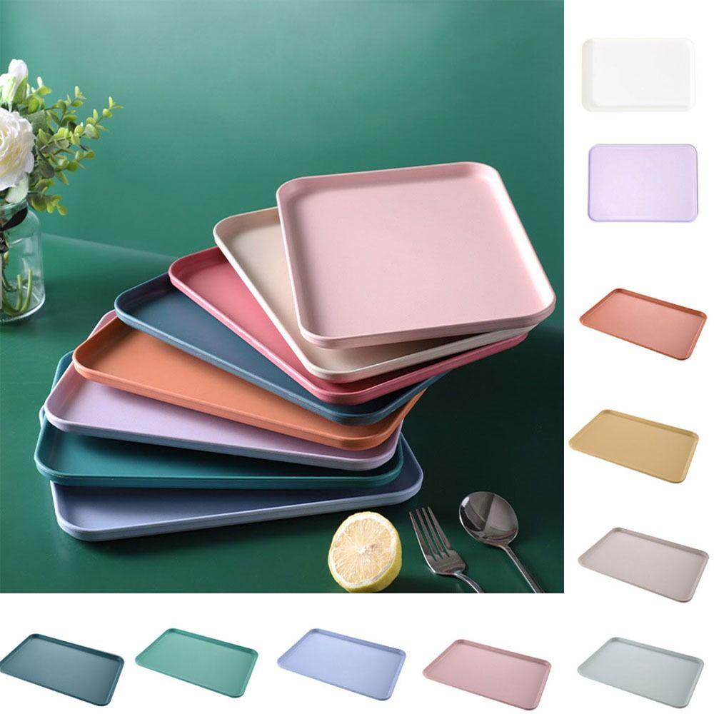 Eco-friendly Rectangular Serving Tray Plastic Service Dessert Pallet Fruit Salad Tray  Desktop