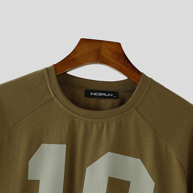 INCERUN Oversized Men O Neck Print Half Sleeve Summer T-Shirts Tops
