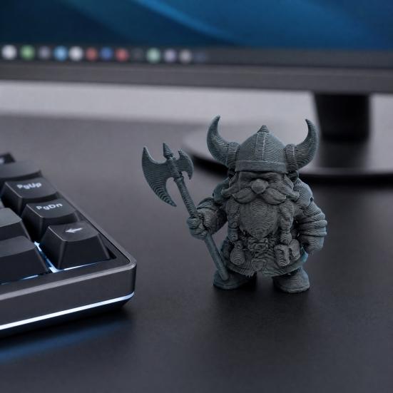 Статуэтка Воина-Гнома Викингов, 3D-печатная Фигурка Варвара, Шлем с Рогами, Декор для Стола в Домашнем Офисе, Коллекционный Подарок