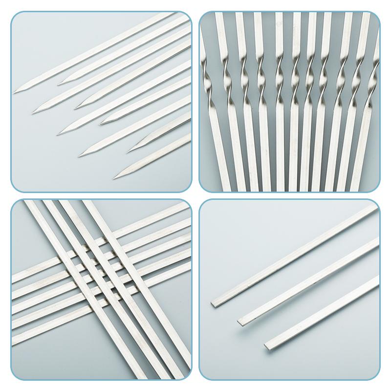 Трубка для хранения шампура из нержавеющей стали, многоразовые палочки для гриля, плоская вилка для барбекю, посуда для барбекю, кухонные аксессуары для кемпинга на открытом воздухе