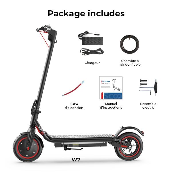 iScooter W7 Urban Electric Scooter for Adults 650W Motor, 36V10.5Ah Battery, 8.5" Road Tires, Rear Disc Brake, Full Suspension, APP Control