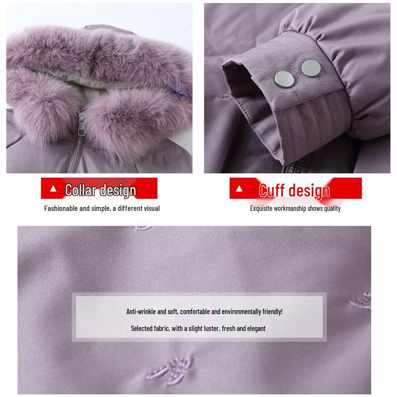 JIANHU Женское зимнее пальто средней длины с большим меховым воротником, 90% пух белой утки