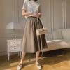 Новое поступление: Женская юбка А-силуэта с высокой талией из выстиранного хлопка - Свободная, повседневная, универсальная, в японском стиле, для весны и лета