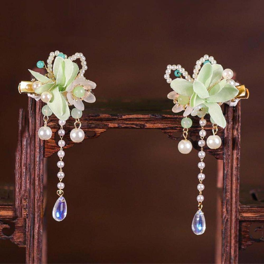 Flower Hanfu Hair Stick Pearls Butterfly Hair Comb Chinese Style Hairpin Set Wedding Photos