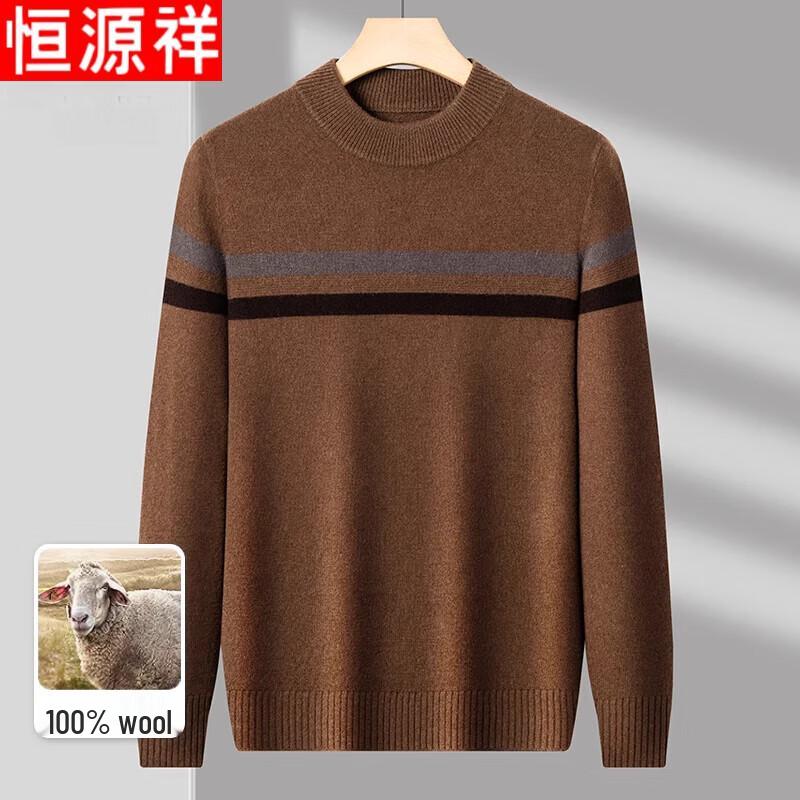 Hengyuanxiang Мужской свитер из 100% шерсти, толстый, с круглым вырезом