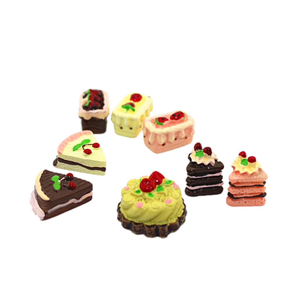 8Pcs/Set Chocolate Cocoa Cakes Miniature Food Models Dollhouse Accessories