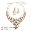 Exaggerated Crystal Glass Necklace Earrings Set Dress Banquet Women'S Accessories