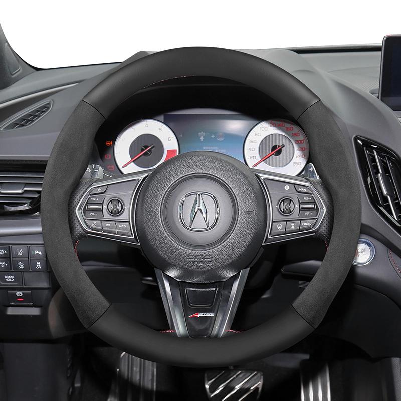 zkfan8 Suitable for Acura Suede Matte Carbon Fiber Texture Steering Wheel Cover Suitable for Mdx Rsx Integra Tl 2009 Ilx Rl Rdx 