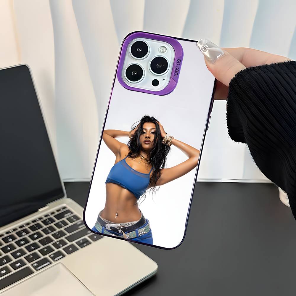 Певец L-Lara Raj Для iPhone 17,16,15,14,13,12,11,Mini,Pro,E,SE4,XS,MAX Фиолетовый Ударопрочный Конфетный Матовый Чехол
