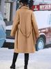 Женское европейско-американское шерстяное двубортное пальто с поясом, осень/зима 2025