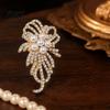 Rhinestone Brooch Faux Pearl Flower Brooch, Electroplating Alloy Lapel Pin for Elegant Women, Sweater Cardigan Coat Business Suit Decoration