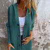 Long-sleeved Solid-color Coat with Buttons, Loose and Comfortable Women's Clothing