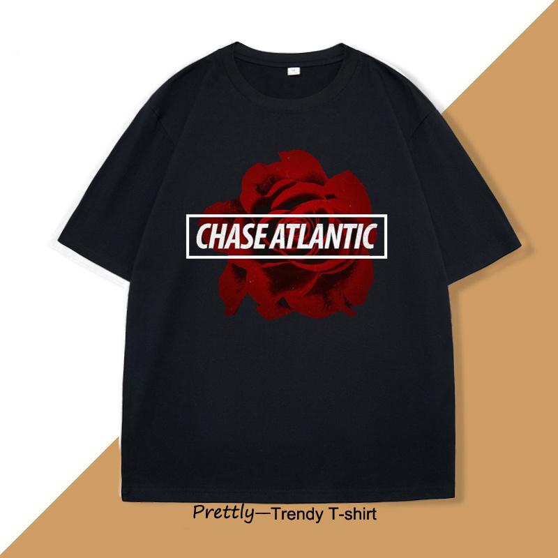 Футболка Chase Atlantic Flower Хлопковая футболка с коротким рукавом для мужчин и женщин Футболка Одежда Свободная Повседневная Уличная Одежда Оверсайз Топ