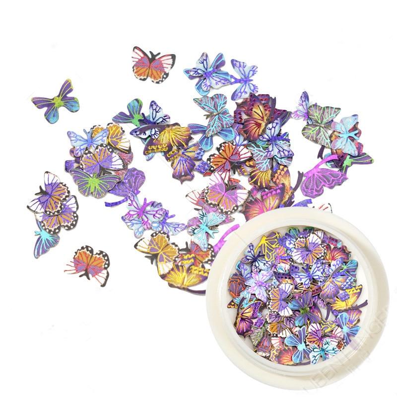 50 шт./кор. древесная масса 3D бабочка цветок блестки для ногтей хлопья ломтики украшения для ногтей аксессуары
