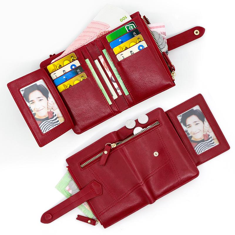 Женский короткий кошелек с застежкой-молнией, несколькими отделениями для карт, большой вместимостью