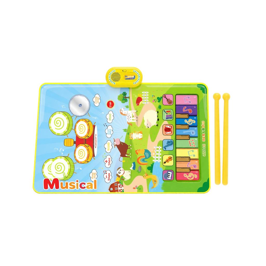 2-in-1 Piano and Drum Music for Kids - Interactive Dance Toy with Musical Instruments, Educational Gift for Toddlers (Batteries Not Included )