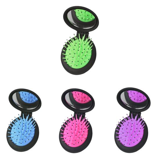 Портативный складной дорожный макияж, мягкая щетка для волос, массажер, расческа с зеркалом