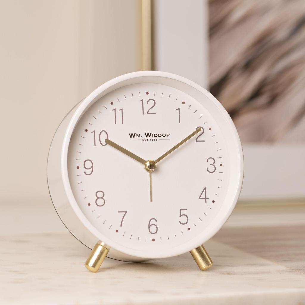 Hometime Alarm Clock Metal Feet Light & Snooze - White