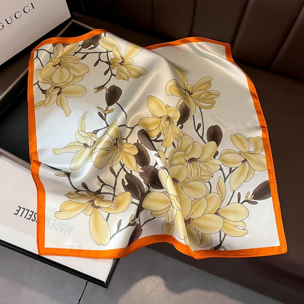 New 100% Natural Real Silk Scarf Women Bandana Square Scarves Wrap Kerchief Mulberry Fashion Luxury High Quality Hijab For Lady