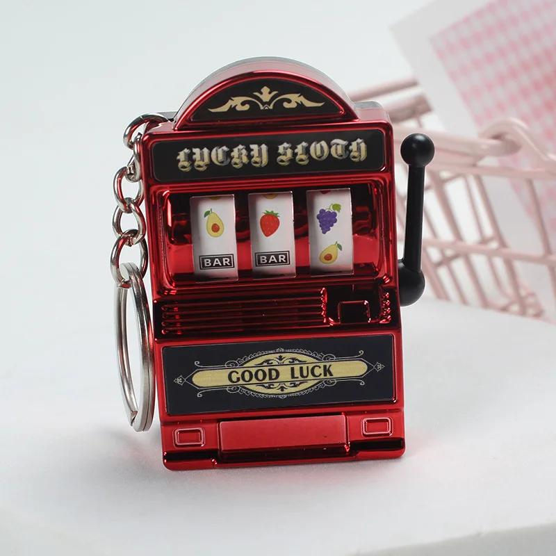 Fruit Slot Machine Keychain Dollhouse Lucky Charm Jackpot Keychains Mini Pendant Bag Charm Novelty Gifts for Adults Home Decor