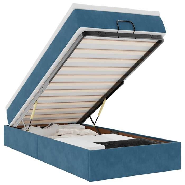 Maison Exclusive - Cadre de lit ottoman avec matelas bleu foncé 100x200 cm velours