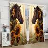 2 шт. Полиэстеровые шторы с принтом подсолнухов и лошадей для гостиной, спальни, современные, простые, универсальные, с кулиской для карниза, декоративные для разных помещений