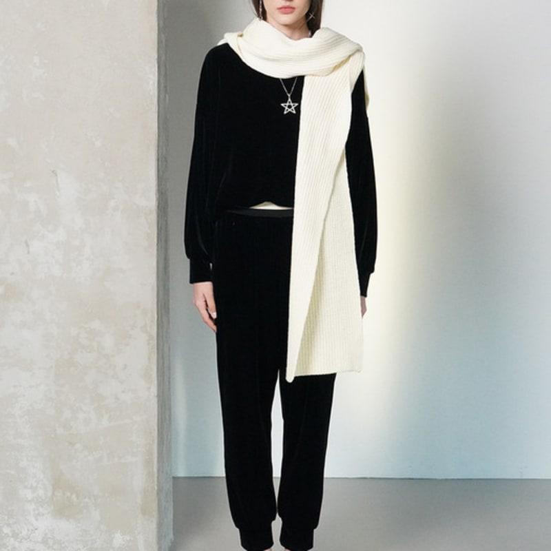 MUSE BY ROSE ORSO merino wool hooded muffler(CREAM)