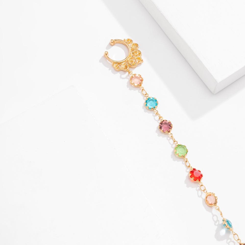 Fashion Piercing Jewelry Women Nose Clip New Imitation Pearl Butterfly Tassel Chain