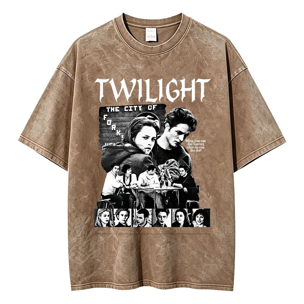 Twilight Saga Edward Cullen Bella Swan Vampire Werewolf Vintage Washed Short Sleeve Tshirts Unisex Unisex Clothing Cotton T Shirts