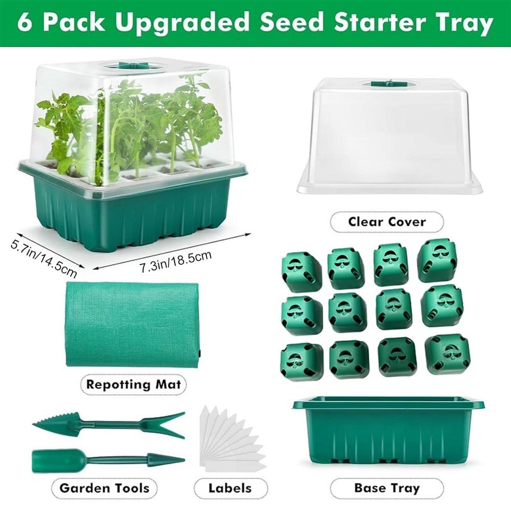Seedling Starter Tray Kit 12 Holes Nursery Seedling Dish Soft Silicone Plastic Seed Starter Breathable Plant Growth Tray