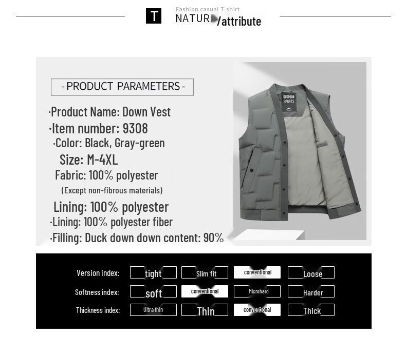 Мужской жилет XueZhongFei с воротником-стойкой, 90% утиный пух