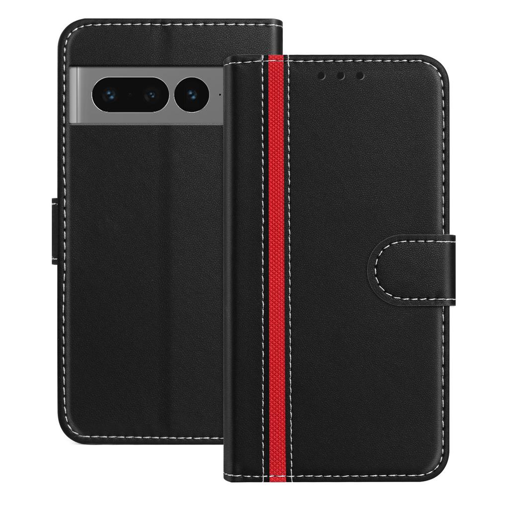 For Google Pixel 7 Pro 5G Phone Cases Wallet Stand Color Splicing Leather Cover with Magnetic Clasp