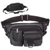 East Leaf Waist Bag, Anti-Theft, 7 Pockets, Large Capacity, Black, for Running, Walking, Cycling, and Outdoor Activities