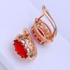 KNIKOO Серьги-клипсы с геометрическим узором для женщин, модные полые красные серьги-гвоздики с кубическим цирконием в виде листьев, ювелирные изделия для свадебной вечеринки, подарки