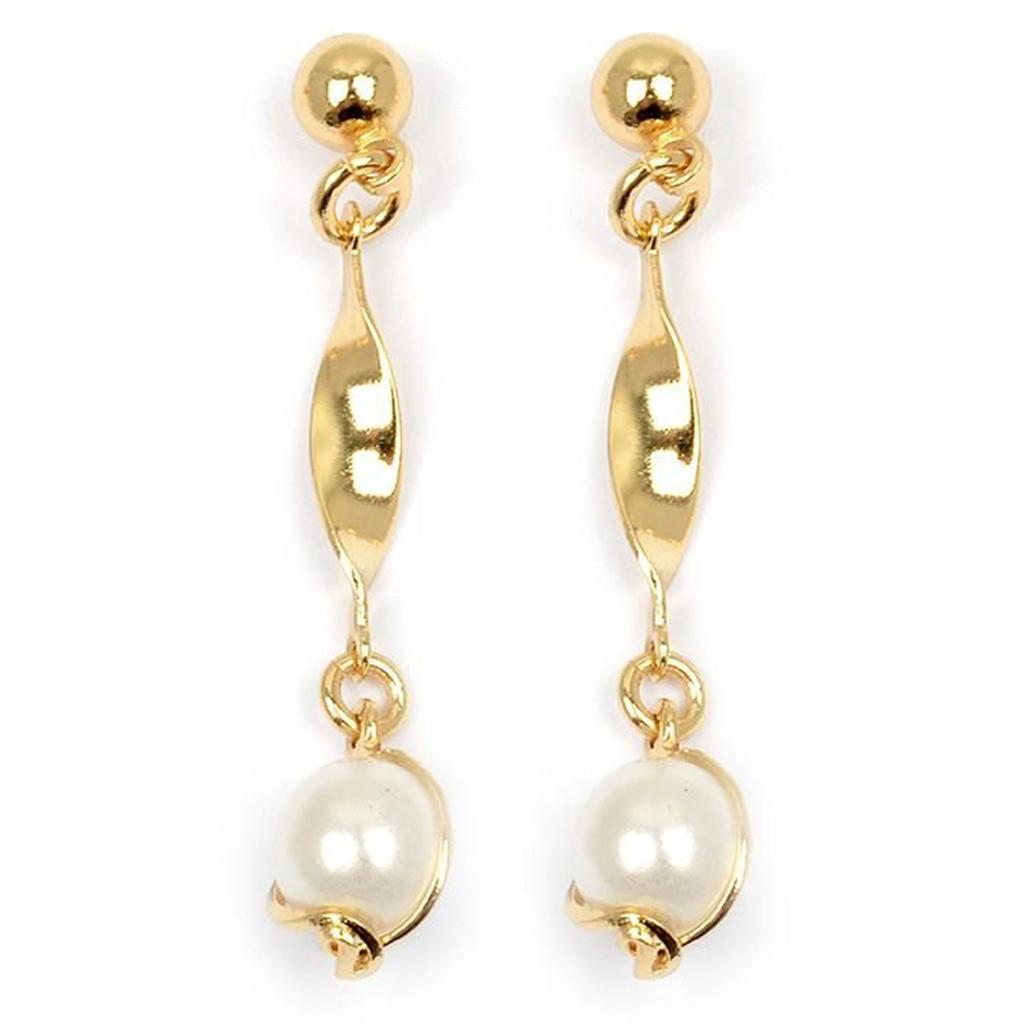 Les Trésors De Lily [L4281] - Gold Plated 'Perla' Earrings - 33x6 Mm