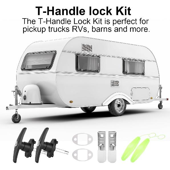 Leer Truck Cap Lock T Handle Latch Replacement - Night Glow T-Handle Lock Kit for Truck Toppers/Camper Shells, Garage Doors & RV Accessories |