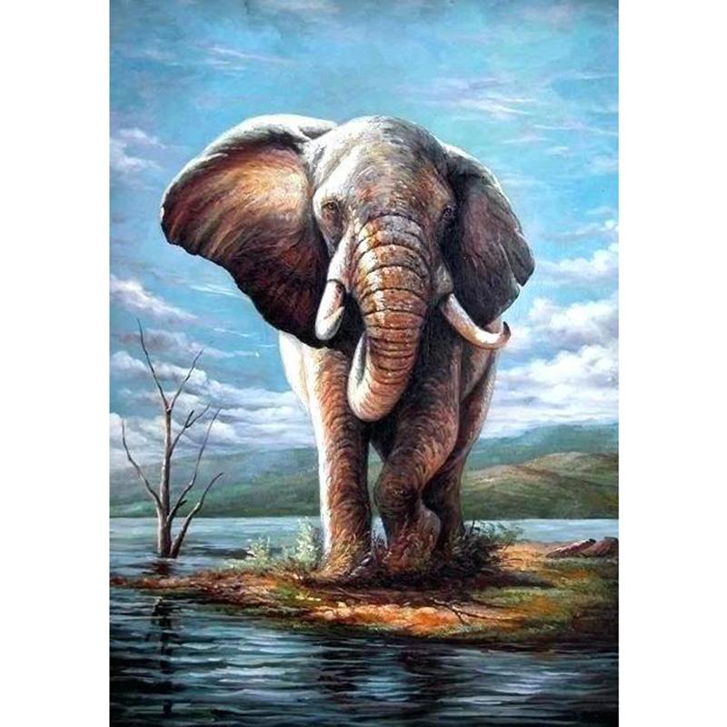 DIY Elephant 5D Diamond Painting Full Round Drill Animal Diamond Embroidery Cross Stitch Mosaic Kits Wall Art Gift Home Decor