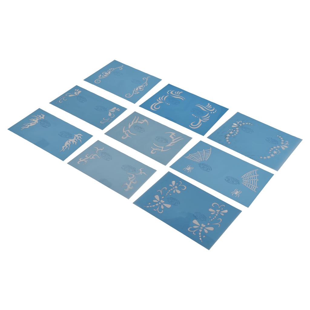 9 Sheet Face Paint Stencils Set PET Festival Makeup Face Paint Template for Birthday Parties