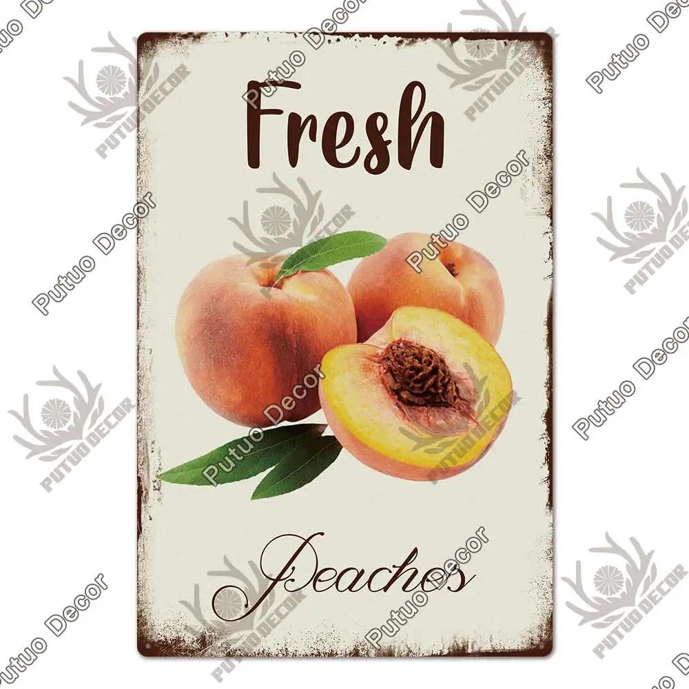 Putuo Decor Фрукты Винтажная Жестяная Табличка Металлическая Пластина Ретро Настенное Искусство Декор Гостиная Ферма Сад Кухня Железная Роспись